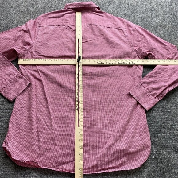 Banana Republic Shirt Mens Large Red Dress Plaid Button Up Preppy Causal Hipster - Picture 10 of 11